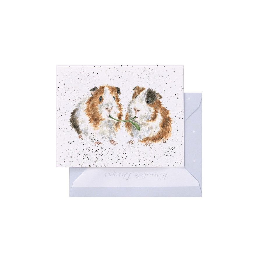 Wrendale Designs Mini card Guinea Pigs LETTUCE BE FRIENDS