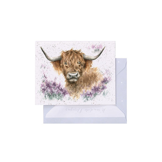 Wrendale Designs Mini card Cow HIGHLAND HEATHERS 