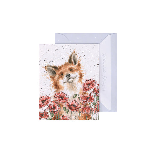 Wrendale Designs Mini card Fox POPPY FIELD  