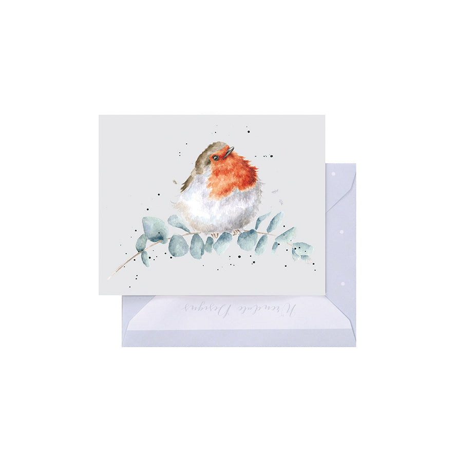 Wrendale Designs Mini card Bird ROBIN and EUCALYPTUS