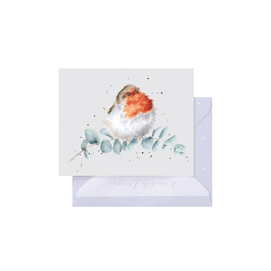 Wrendale Designs Mini card Bird ROBIN and EUCALYPTUS  