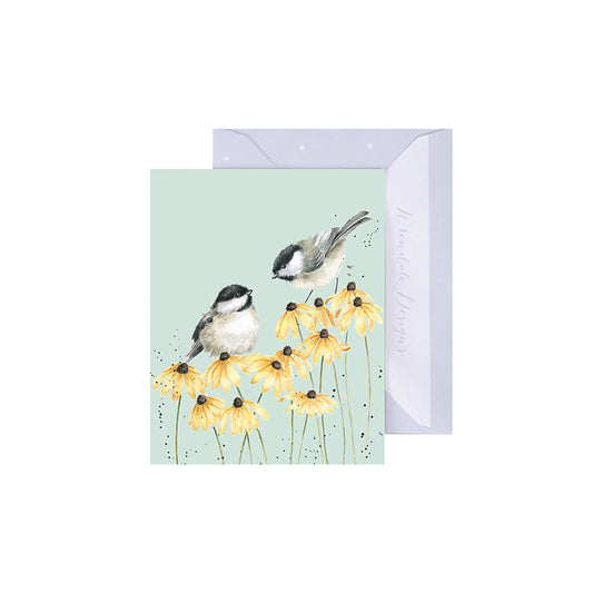 Wrendale Designs Mini card Birds CHICKADEES  