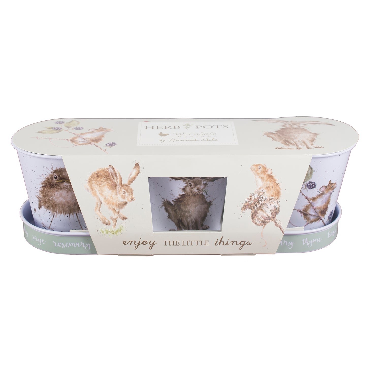 Wrendale Designs Garden Herb Pots & Tray WREN HARE MOUSE