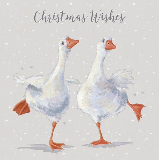 Wrendale Designs Christmas Cards Box-8 Premium GEESE Dancing on Ice