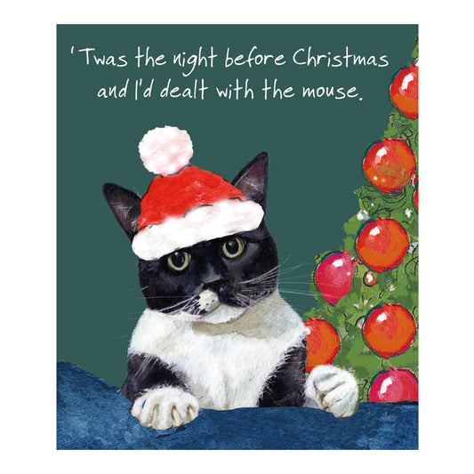 The Little Dog Laughed Mini Christmas Card Cat BLACK & WHITE MOGGIE Dog