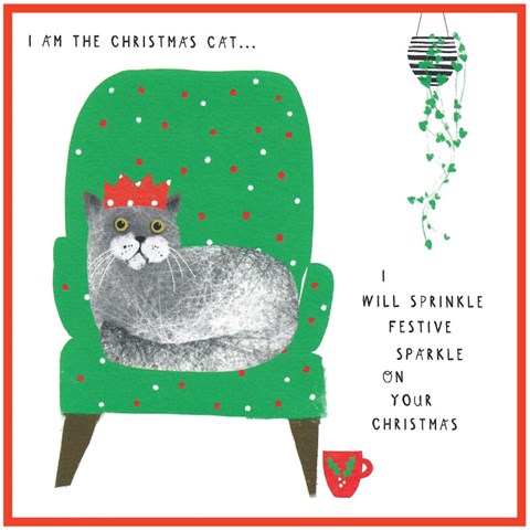 Cinnamon Aitch Christmas Card Margot Cat FESTIVE SPARKLE