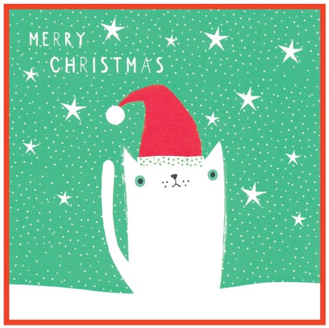 Cinnamon Aitch Christmas Card Margot Cat SNOW CAT