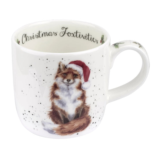 Wrendale Designs Christmas Mug FOX santa hat