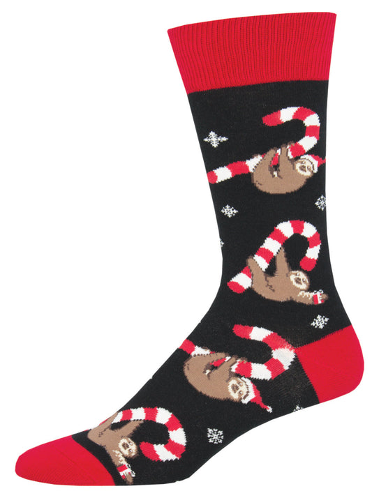Socksmith Socks Christmas Large (men) SLOTHS WITH CANDY CANE black