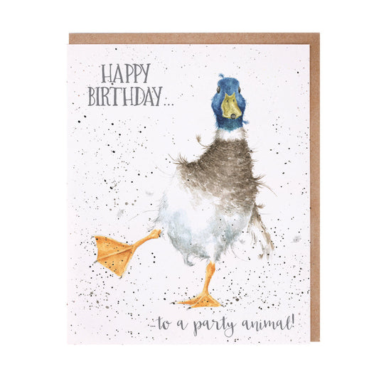 Wrendale Designs card Occasions Birthday PARTY ANIMAL duck