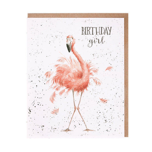 Wrendale Designs card Occasions Birthday BIRTHDAY GIRL flamingo