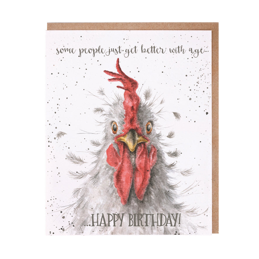 Wrendale Designs card Occasions Birthday BETTER WITH AGE chook
