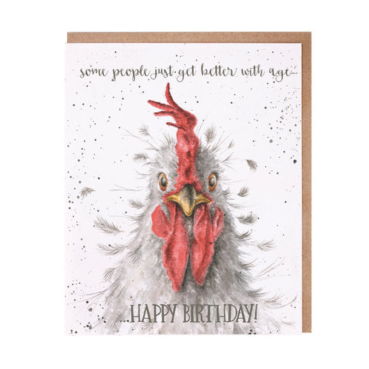 Wrendale Designs card Occasions Birthday BETTER WITH AGE chook 