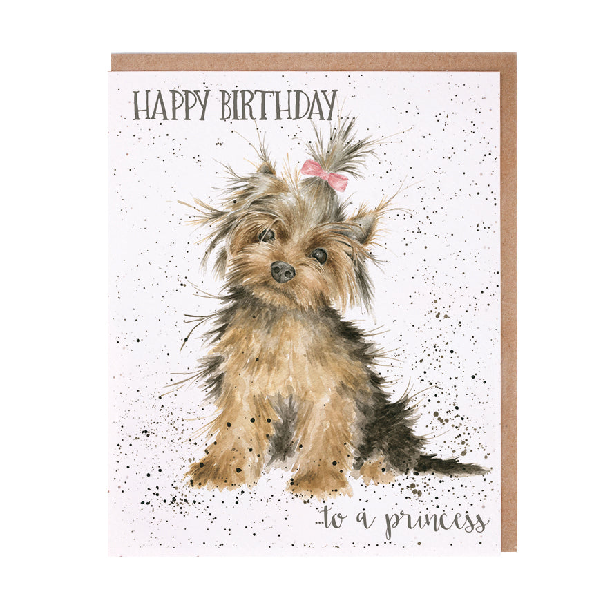 Wrendale Designs card Occasions Birthday BIRTHDAY PRINCESS yorkshire terrier