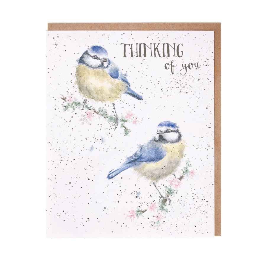 Wrendale Designs card Occasions Thinking of you BLUETITS birds bluetits