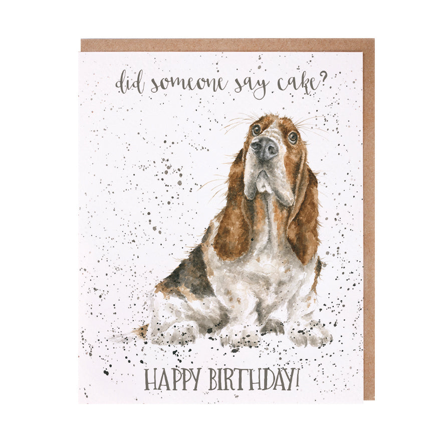 Wrendale Designs card Occasions Birthday SOMEONE SAY CAKE? dog