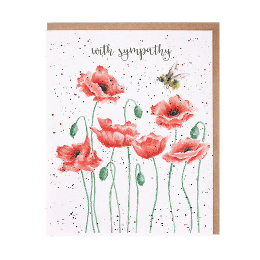 Wrendale Designs card Occasions Sympathy POPPIES AND BEE bee  