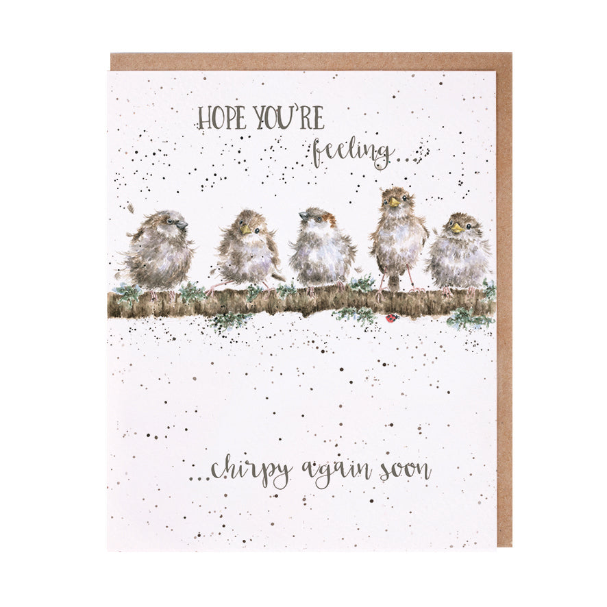 Wrendale Designs card Occasions Get Well FEELING CHIRPY wrens