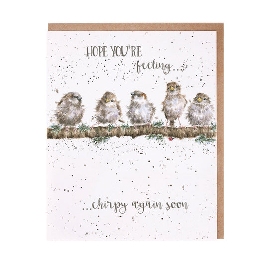 Wrendale Designs card Occasions Get Well FEELING CHIRPY wrens  