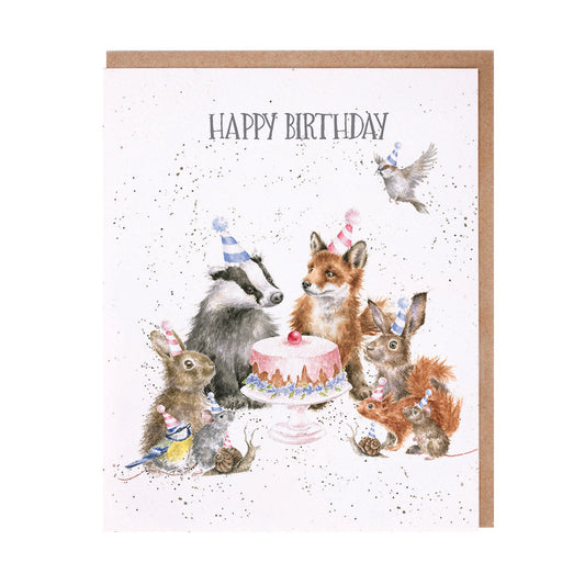 Wrendale Designs card Occasions Birthday WOODLAND PARTY badger