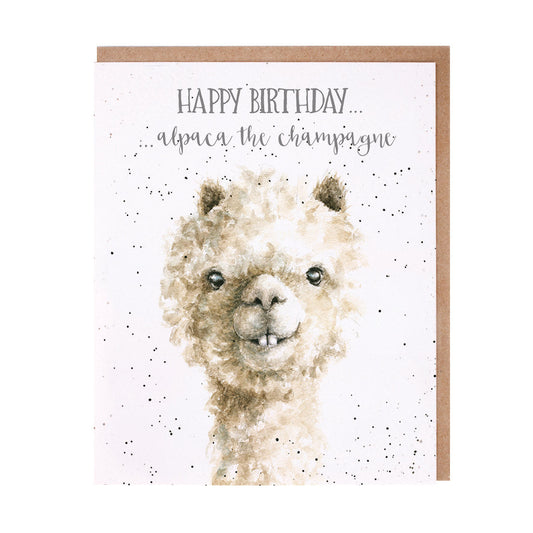 Wrendale Designs card Occasions Birthday I'LL PACK THE CHAMPAGNE alpaca 