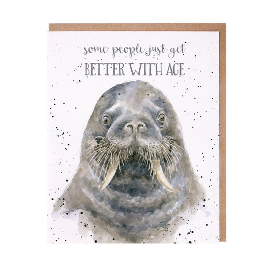 Wrendale Designs card Occasions Birthday BETTER WITH AGE walrus  
