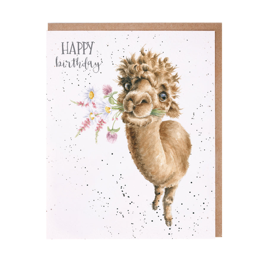Wrendale Designs card Occasions Birthday HAND PICKED FOR YOU alpaca