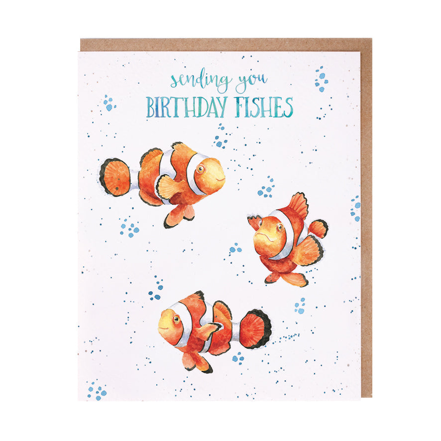 Wrendale Designs card Occasions Birthday BIRTHDAY FISHES clown fish