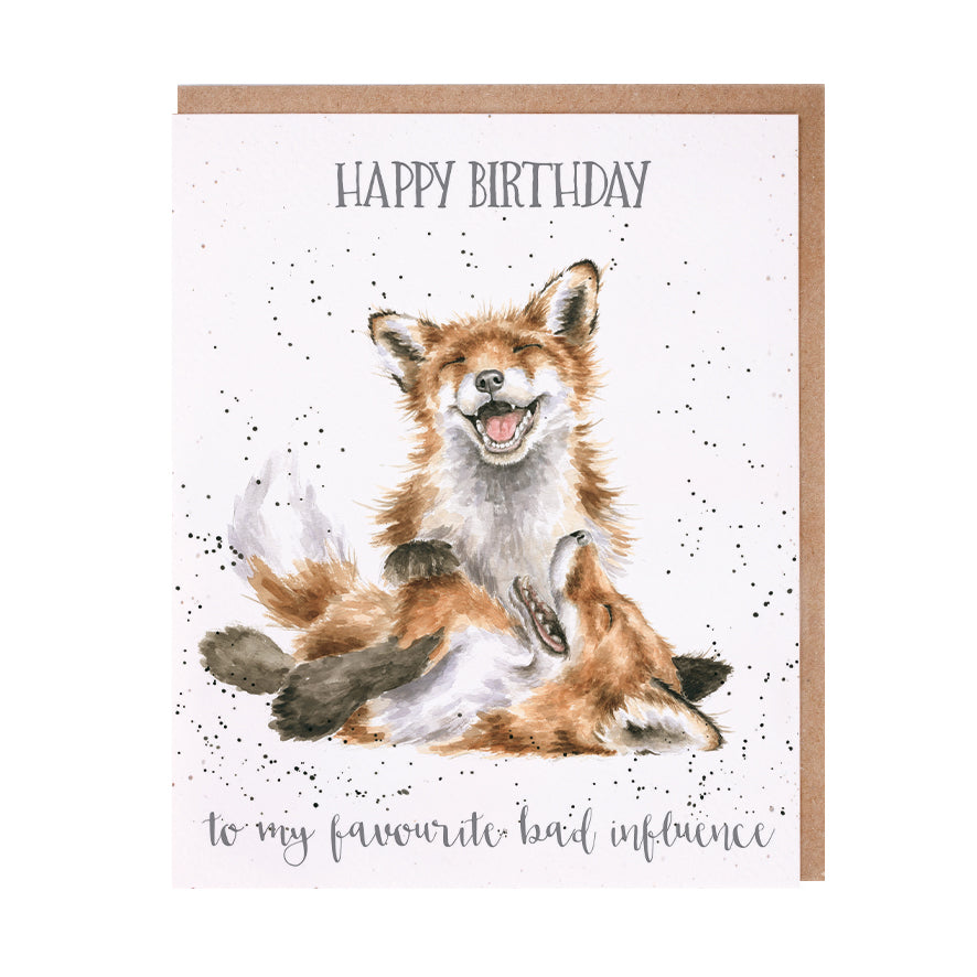 Wrendale Designs card Occasions Birthday BAD INFLUENCE foxes