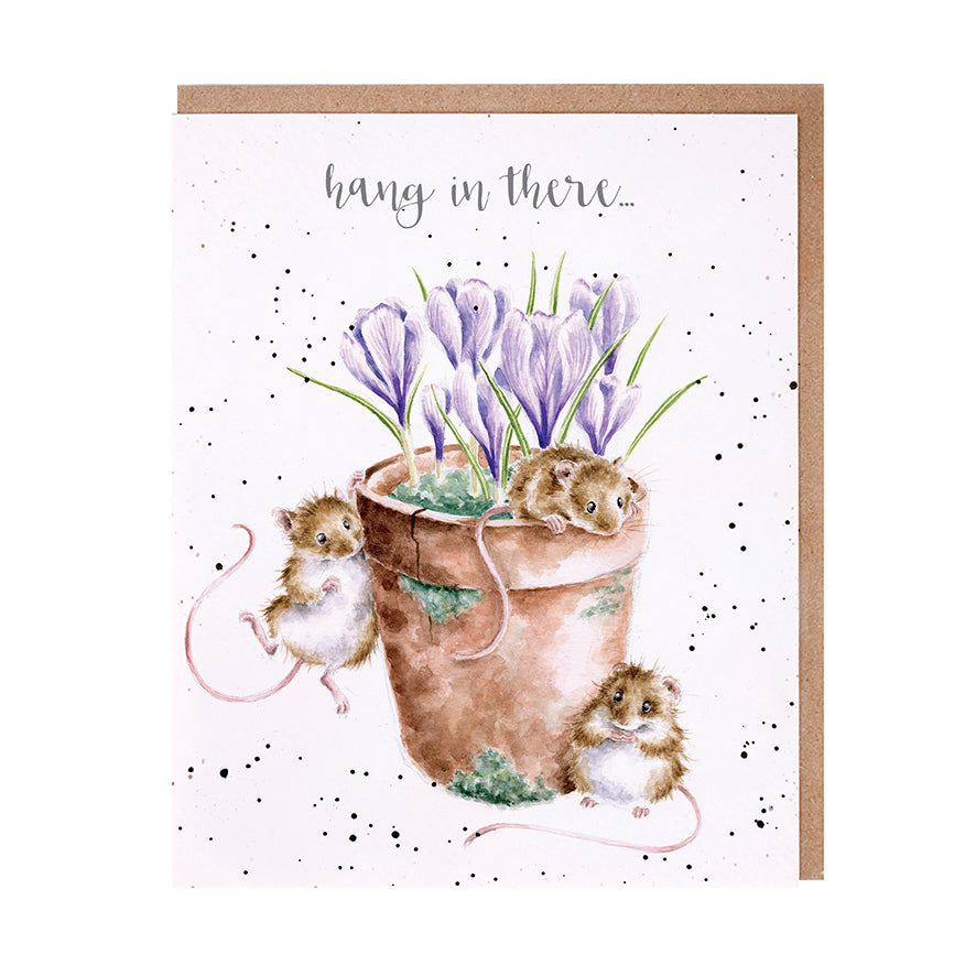 Wrendale Designs card Occasions Thinking of you HANG IN THERE mice