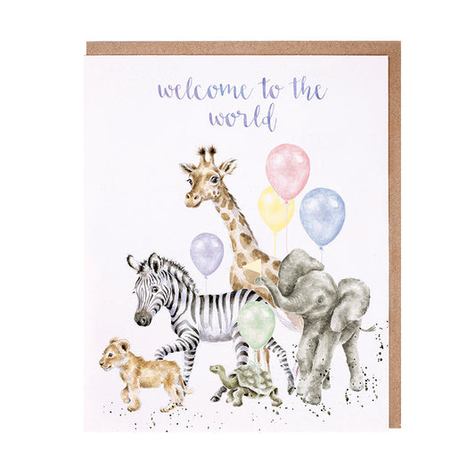 Wrendale Designs card Occasions Baby WELCOME TO THE WORLD giraffe   