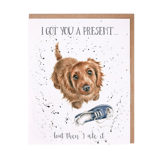 Wrendale Designs card Occasions Birthday I GOT YOU A PRESENT dog spaniel 