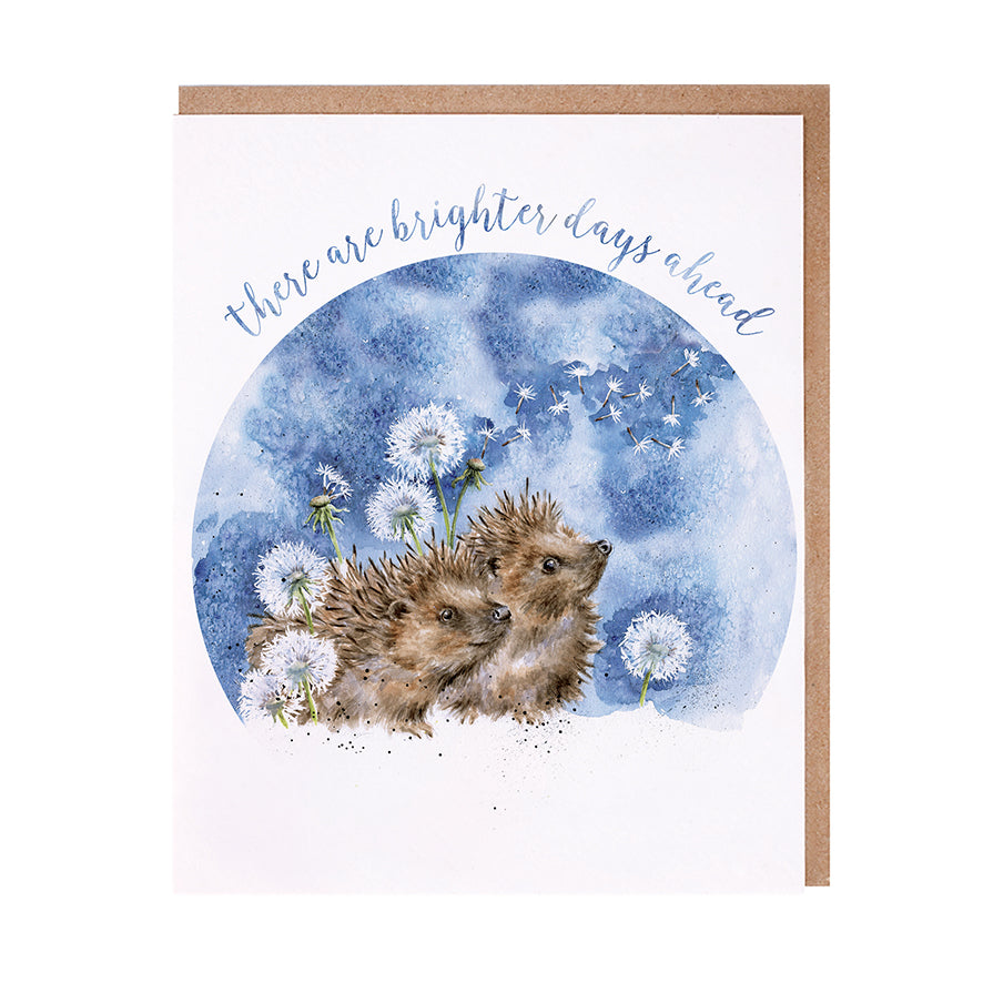 Wrendale Designs card Occasions Thinking of you BRIGHTER DAYS hedgehogs
