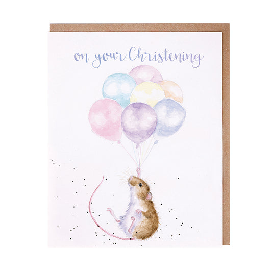 Wrendale Designs card Occasions Christening HOLD ON TIGHT mouse