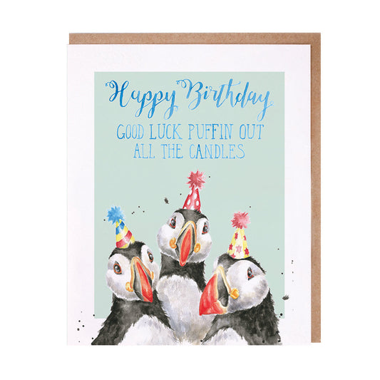 Wrendale Designs card Animal Celebrations Birthday PUFFINS 
