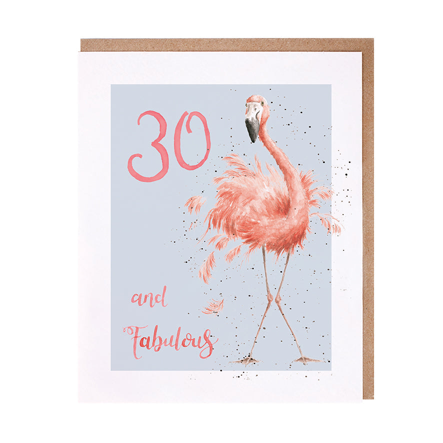 Wrendale Designs card Animal Celebrations 30th Birthday FLAMINGO