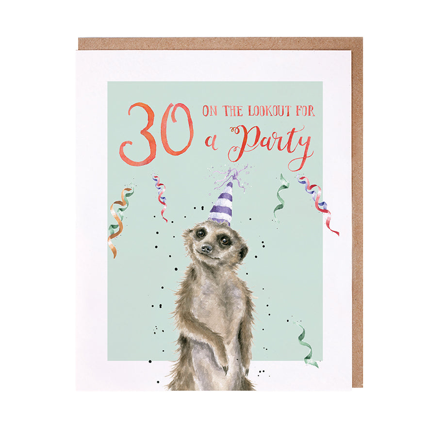 Wrendale Designs card Animal Celebrations 30th Birthday MEERKAT