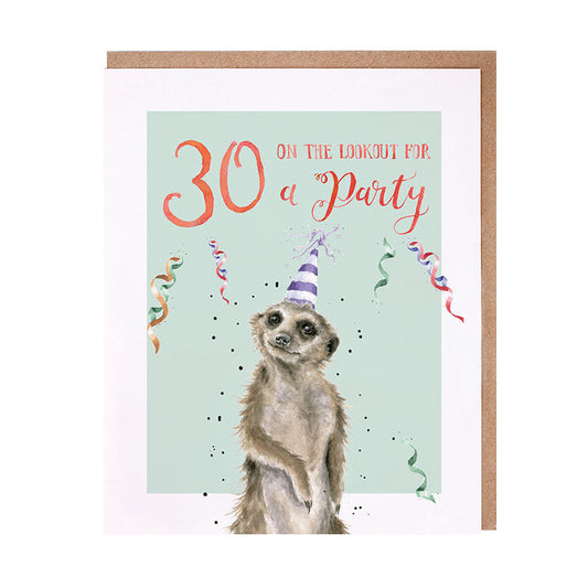 Wrendale Designs card Animal Celebrations 30th Birthday MEERKAT  