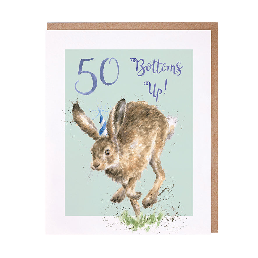 Wrendale Designs card Animal Celebrations 50th Birthday HARE