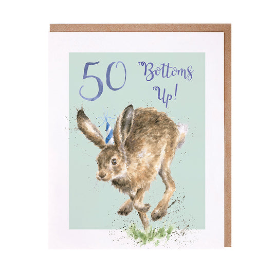 Wrendale Designs card Animal Celebrations 50th Birthday HARE    