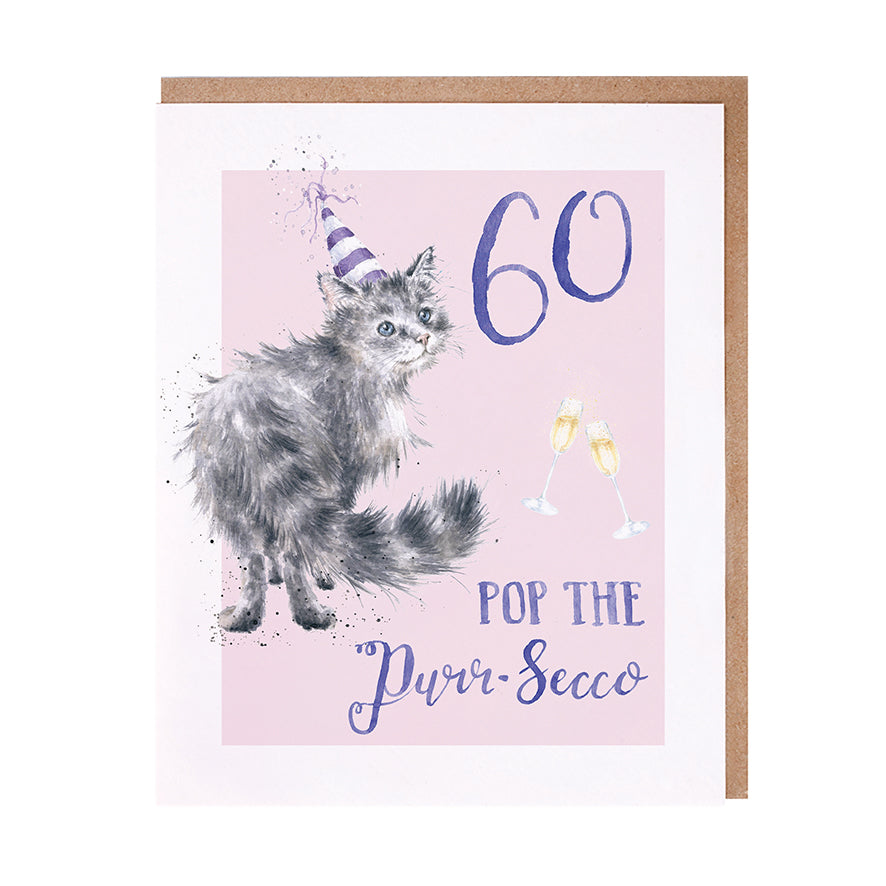 Wrendale Designs card Animal Celebrations 60th Birthday CAT