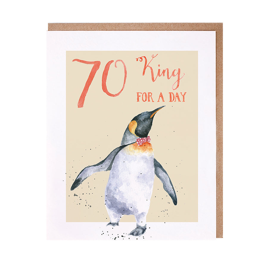 Wrendale Designs card Animal Celebrations 70th Birthday EMPEROR PENGUIN