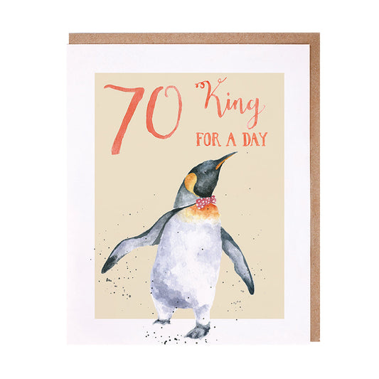 Wrendale Designs card Animal Celebrations 70th Birthday EMPEROR PENGUIN    