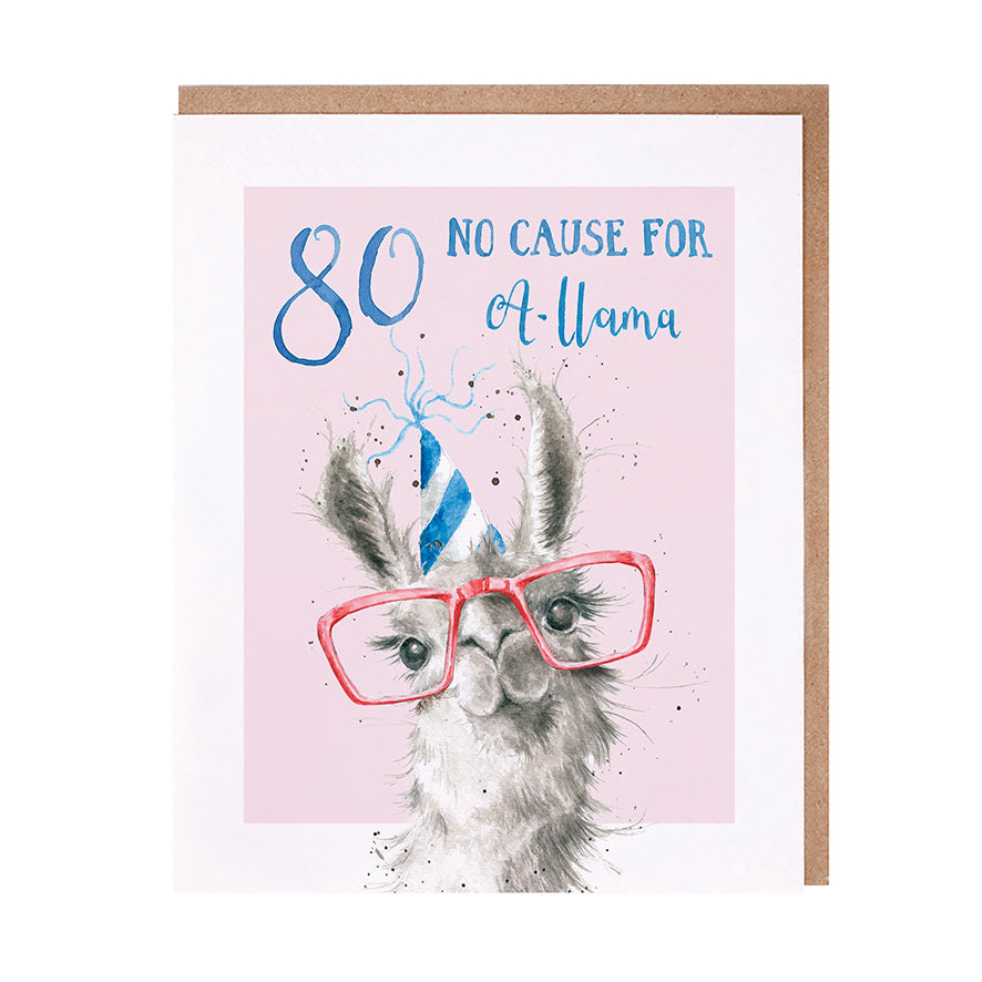 Wrendale Designs card Animal Celebrations 80th Birthday LLAMA