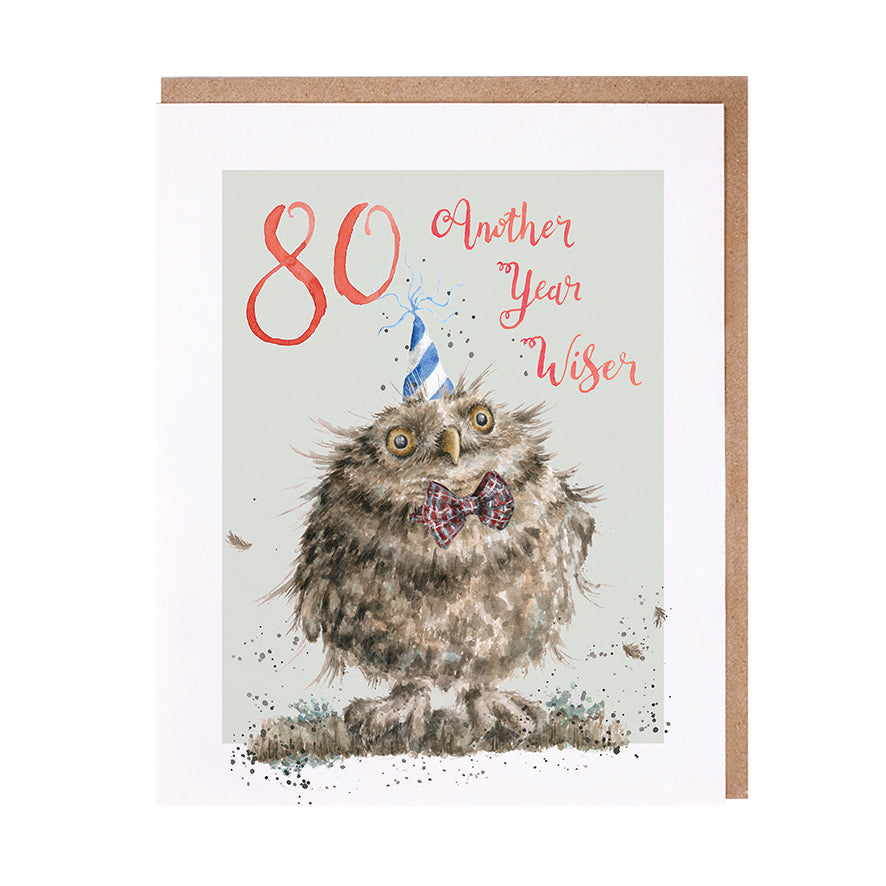 Wrendale Designs card Animal Celebrations 80th Birthday OWL