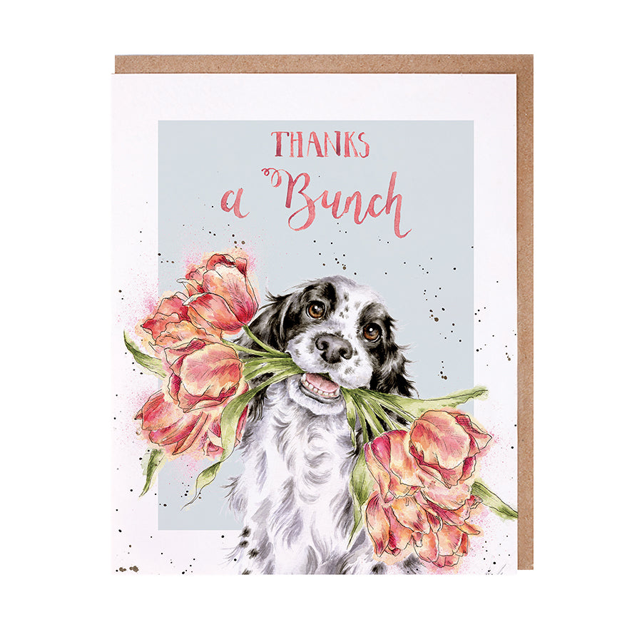 Wrendale Designs card Animal Celebrations Thank you DOG Spaniel puppy
