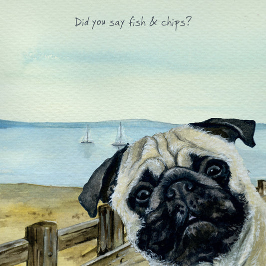 The Little Dog Laughed Greeting Card Dog PUG Pedro (Baxter's bestie)