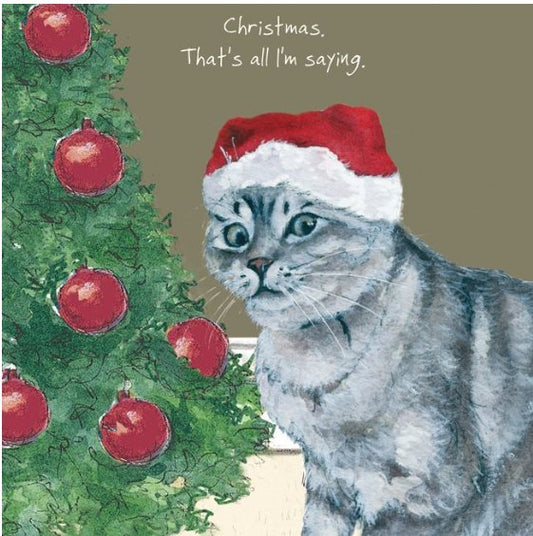 The Little Dog Laughed Christmas Card Cat GREY & WHITE MOGGIE Sara's Cat