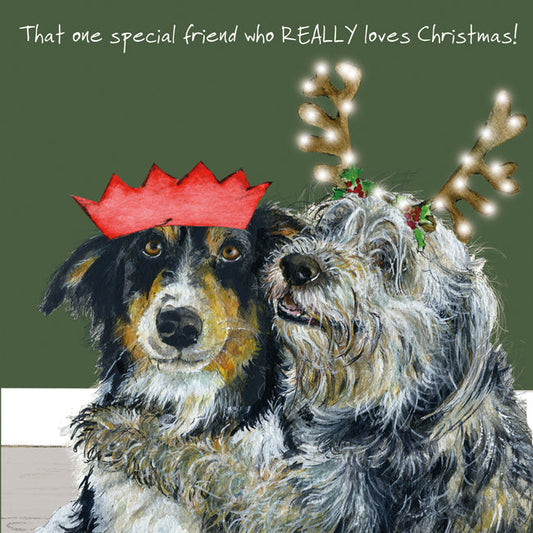 The Little Dog Laughed Christmas Card Dog BORDER & BEARDED COLLIES Bosie & Google