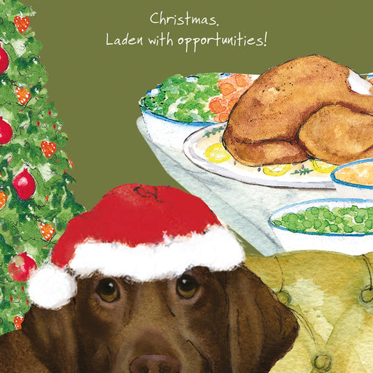 The Little Dog Laughed Christmas Card Dog CHOCOLATE LABRADOR Lolly